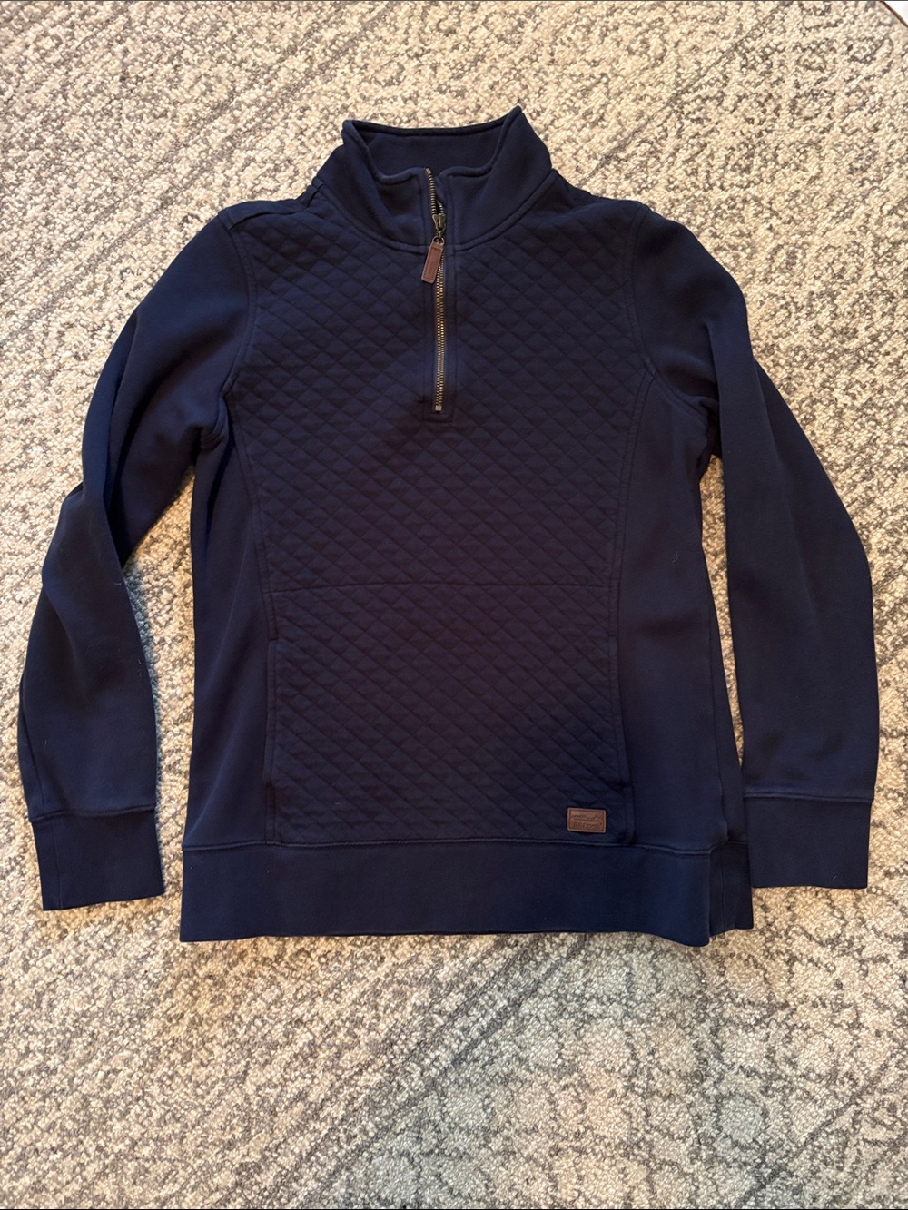 L.L. Bean Men's Navy Quilted Quarter-Zip Pullover